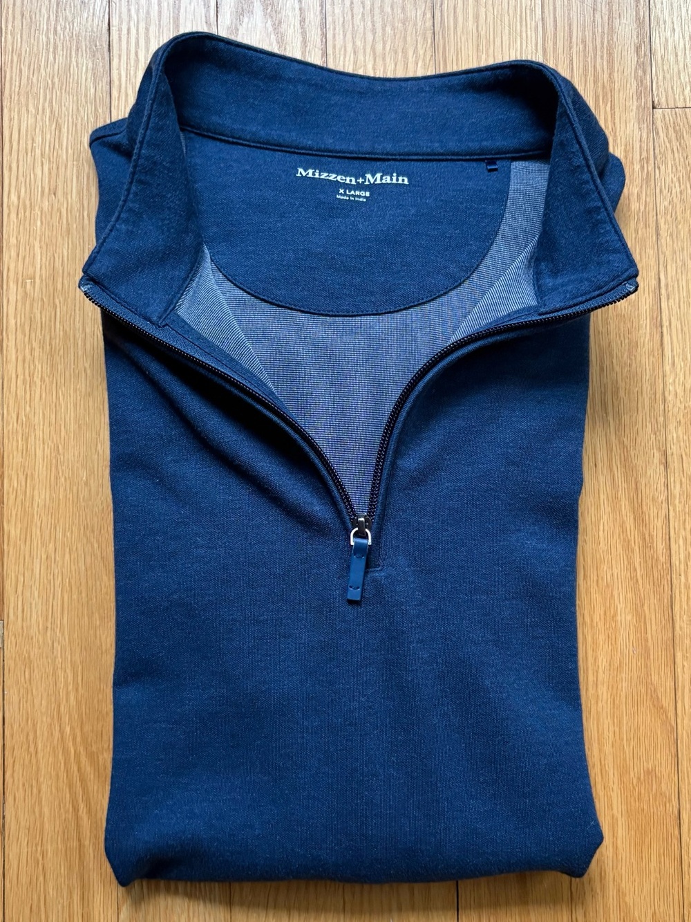 Mizzen+Main Men’s 1/4 Zip Up Performance Pullover XL Blue Solid